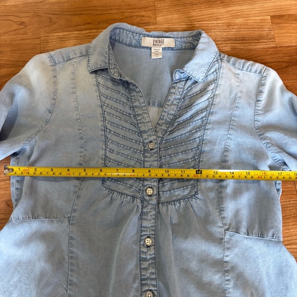 Vintage America Blues Womens Sz Small Boho Lyocell Tunic ruffle button down - Picture 9 of 10